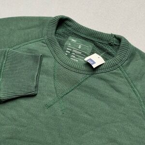 Gap Mens Crewneck Sweatshirt Green Raglan Sleeve Ribbed Side Panel Small 54023